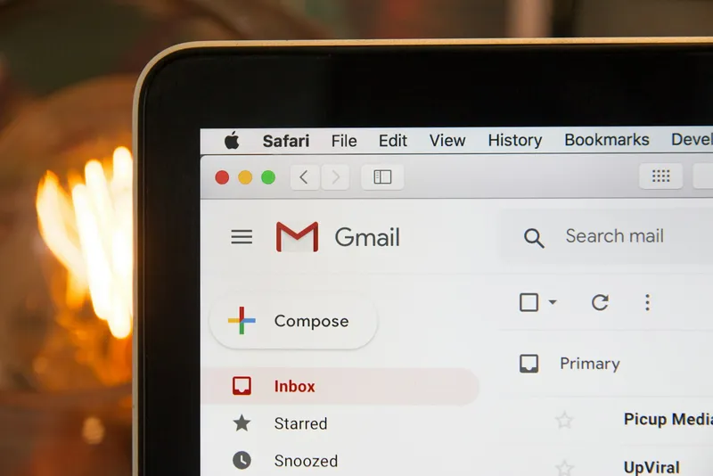 Laptop screen showing an email inbox